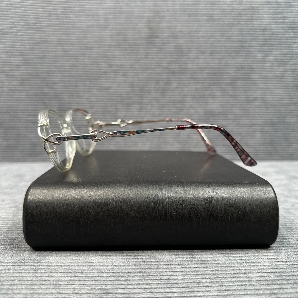 Zyloware Vintage Clear Cat Eye Eyeglasses Silver Metal Tortoise Temples 144
